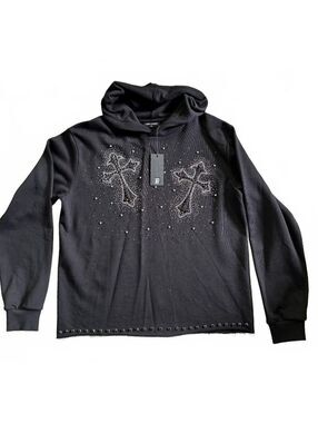 Left Point Black Cross & Studded Hoodie